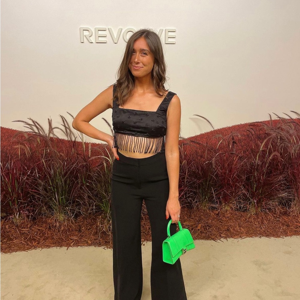 Urban Outfitters Black Fringe Beaded Crop Top